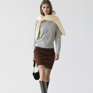 Massimo Dutti Suede Leather Mini Skirt